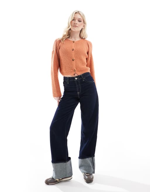ASOS DESIGN - Gebreid vest met ronde hals in abrikoos, 4 van 4