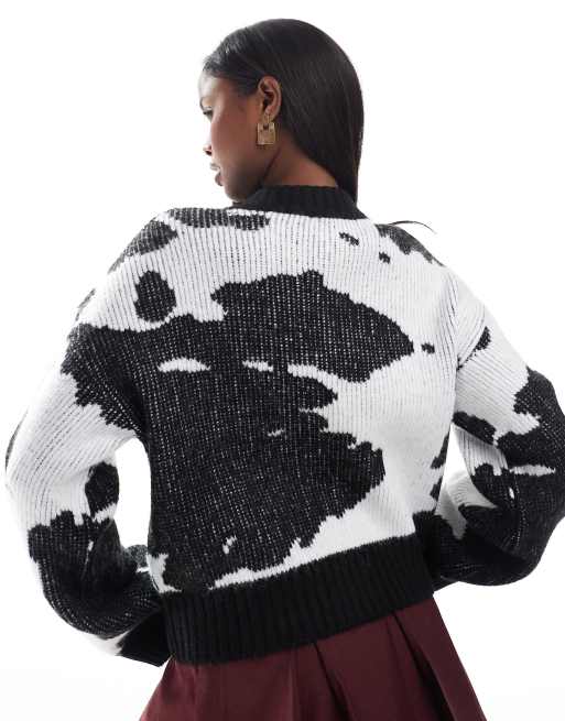 ASOS DESIGN - Gebreid vest met ronde hals in koeienprint, 2 van 4