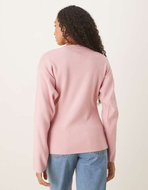 ASOS DESIGN - Gebreid vest met structuur en ronde hals in roze, 4 van 4