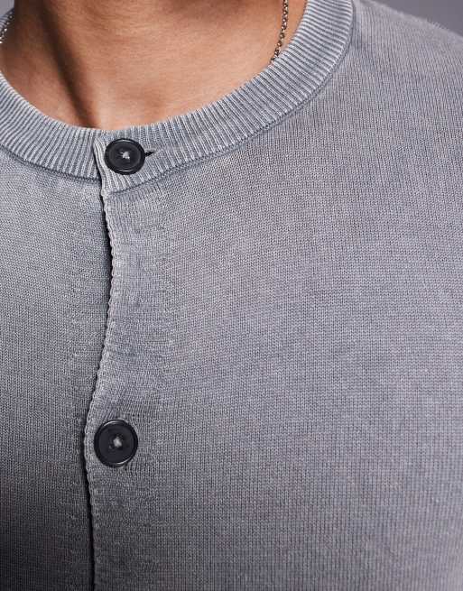 ASOS DESIGN - Gebreid vest met wassing en ronde hals in grijs , 4 van 4