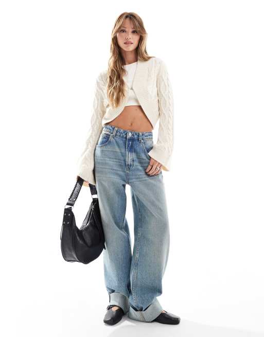 ASOS DESIGN - Gebreid vest met wijde mouwen en kabelsteek in ecru, 2 van 4