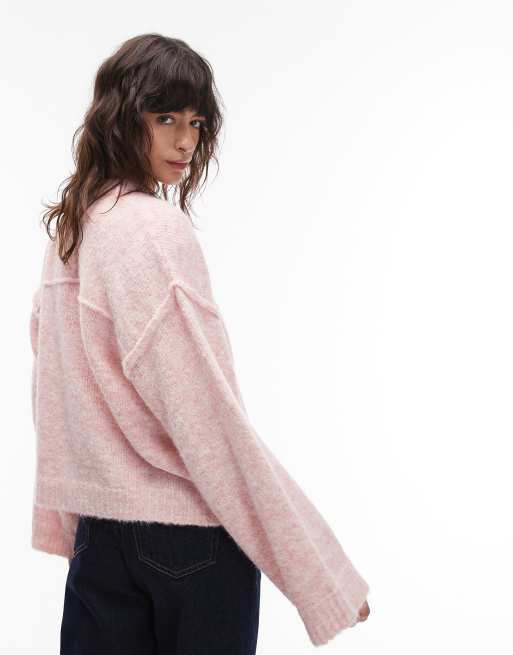 ASOS DESIGN - Gebreid vest van wollook en zichtbare naden in roze, 4 van 4