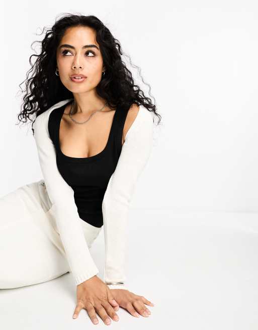 ASOS DESIGN - Gebreide ballerina-bolero in crème