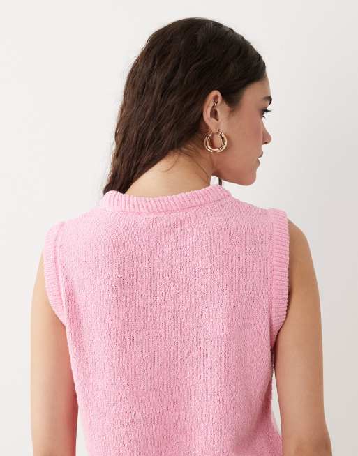 ASOS DESIGN - Gebreide bouclé tanktop van katoenmix in roze, 4 van 4