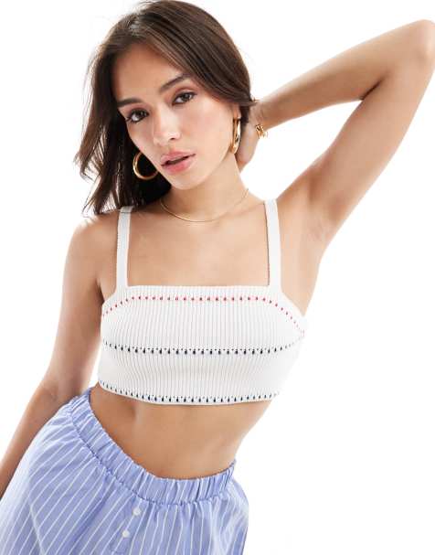 ASOS DESIGN - Gebreide bralette met biezen in crème, deel van co-ord set - view 1