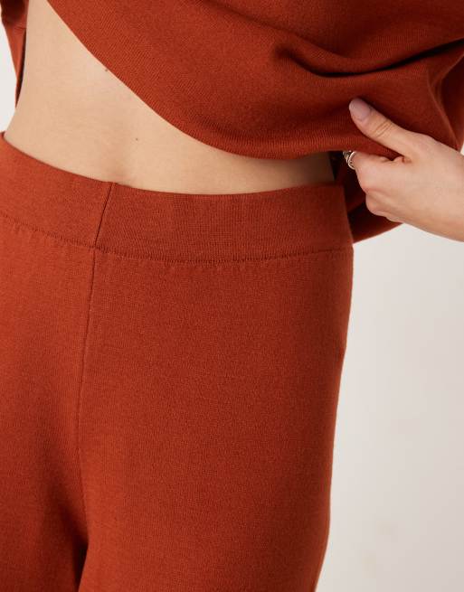 ASOS DESIGN - Gebreide broek met structuur in roestbruin, deel van co-ord set, 2 van 5