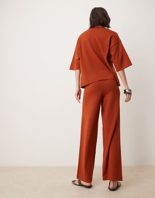 ASOS DESIGN - Gebreide broek met structuur in roestbruin, deel van co-ord set, 3 van 5