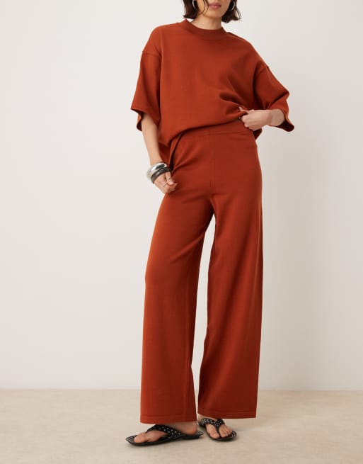 ASOS DESIGN - Gebreide broek met structuur in roestbruin, deel van co-ord set, 5 van 5