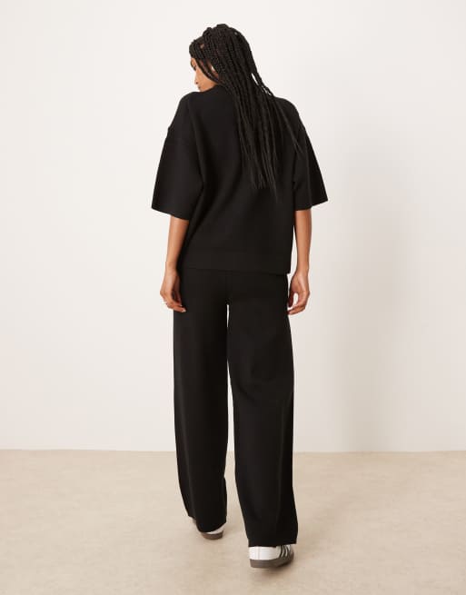 ASOS DESIGN - Gebreide broek met structuur in zwart, deel van co-ord set, 4 van 4