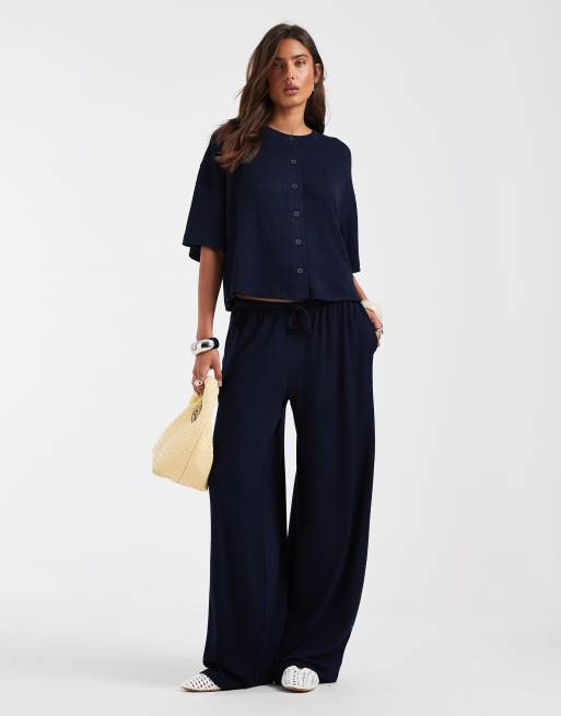 ASOS DESIGN - Gebreide co-ord set met textuur in marineblauw, 2 van 4