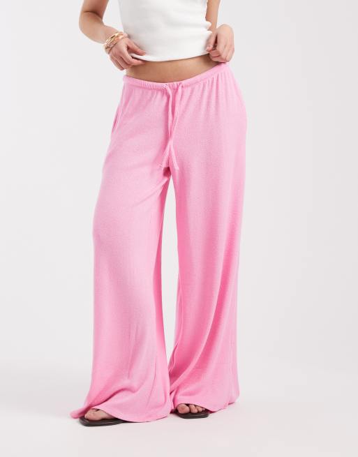 ASOS DESIGN - Gebreide broek met wijde pijpen en textuur in roze, 2 van 5