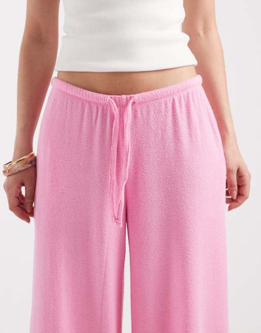 ASOS DESIGN - Gebreide broek met wijde pijpen en textuur in roze, 3 van 5