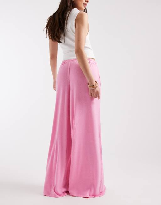 ASOS DESIGN - Gebreide broek met wijde pijpen en textuur in roze, 5 van 5