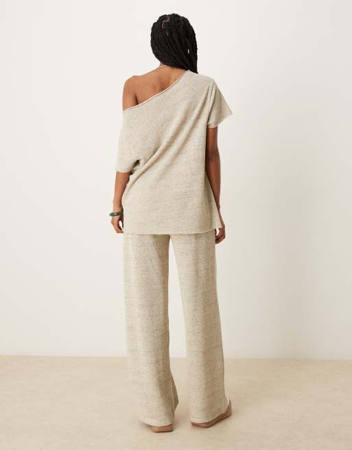 ASOS DESIGN - Gebreide broek met wijde pijpen in gemêleerd grijs, deel van co-ord set, 3 van 5