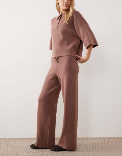 ASOS DESIGN - Gebreide broek met wijde pijpen in mokka, deel van co-ord set, 5 van 5