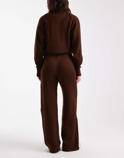 ASOS DESIGN - Gebreide broek met wijde pijpen van chocoladebruin, deel van co-ord set, 3 van 5