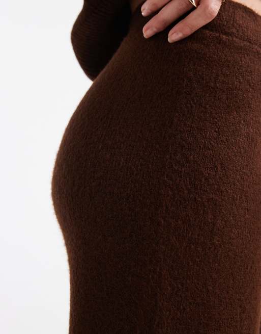 ASOS DESIGN - Gebreide broek met wijde pijpen van chocoladebruin, deel van co-ord set, 4 van 5