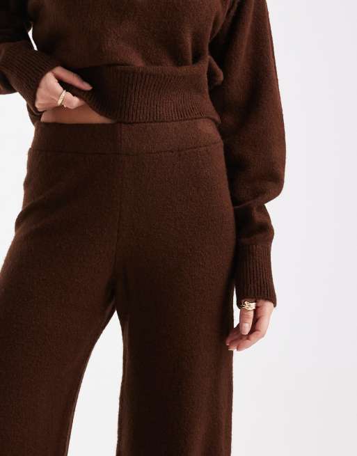 ASOS DESIGN - Gebreide broek met wijde pijpen van chocoladebruin, deel van co-ord set, 5 van 5