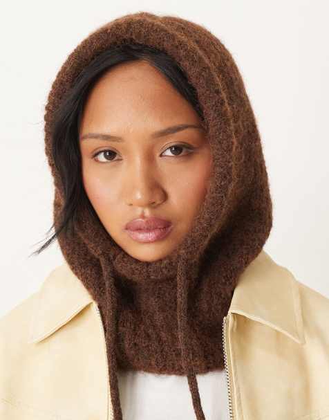 ASOS DESIGN - Gebreide capuchon in chocoladebruin - view 1