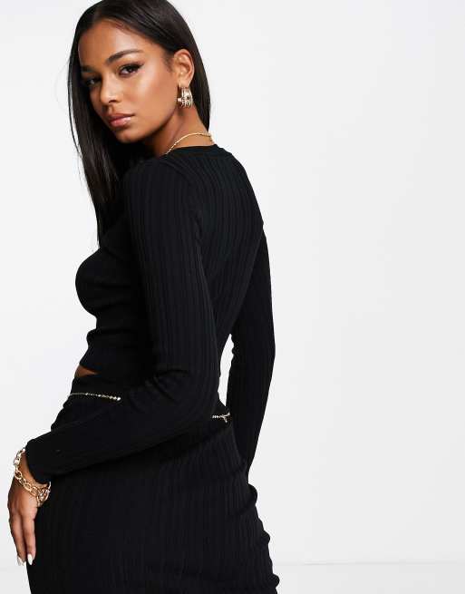 ASOS DESIGN - Gebreide cropped strandtop met veters in zwart, deel van co-ord set , 2 van 4