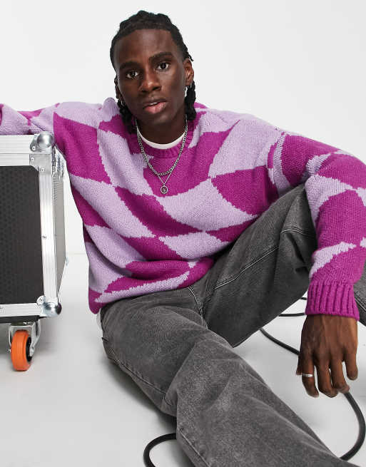 ASOS DESIGN - Gebreide geblokte tui in roze