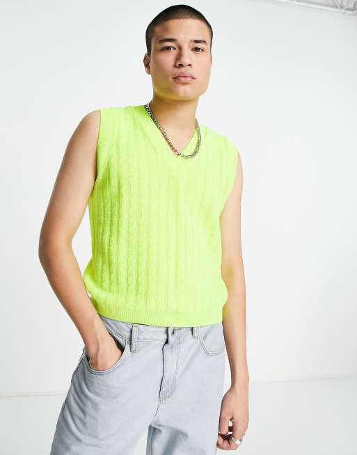 ASOS DESIGN - Gebreide gekrompen fit tanktop in neon