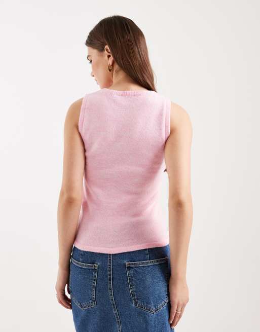 ASOS DESIGN - Gebreide gekrompen tanktop in roze, deel van co-ord set, 3 van 4