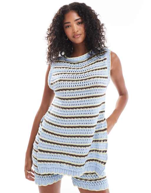 ASOS DESIGN - Gebreide gestreepte tanktop in geel, deel van co-ord set