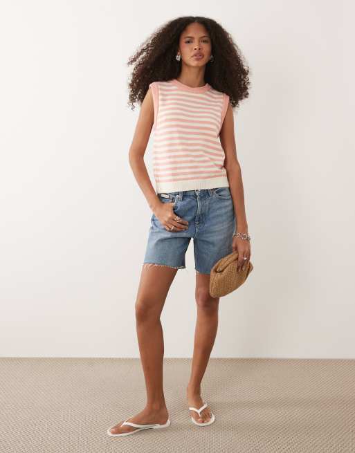 ASOS DESIGN - Gebreide gestreepte tanktop in roze, 2 van 4