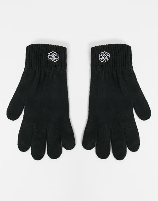 ASOS DESIGN - Gebreide handschoenen met geborduurde bloem