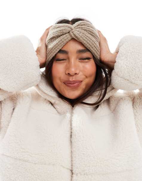 ASOS DESIGN - Gebreide hoofdband met textuur in nertsbruin - view 1