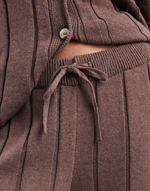 ASOS DESIGN - Gebreide katoenen broek in mokka, deel van co-ord set, 3 van 5