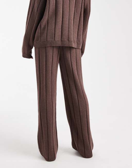 ASOS DESIGN - Gebreide katoenen broek in mokka, deel van co-ord set, 5 van 5