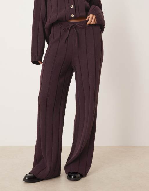 ASOS DESIGN - Gebreide katoenen broek in pruim, deel van co-ord set, 2 van 5
