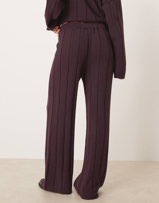 ASOS DESIGN - Gebreide katoenen broek in pruim, deel van co-ord set, 4 van 5