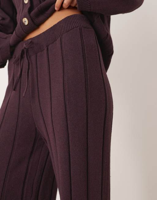 ASOS DESIGN - Gebreide katoenen broek in pruim, deel van co-ord set, 5 van 5