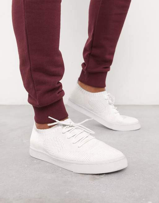 ASOS DESIGN - Gebreide mesh sneakers in wit