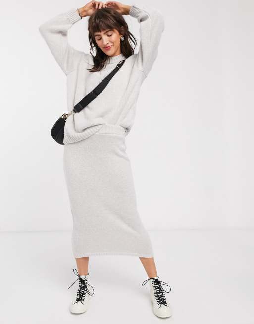 ASOS DESIGN - Halflange gebreide combi-set in crème, 2 van 3