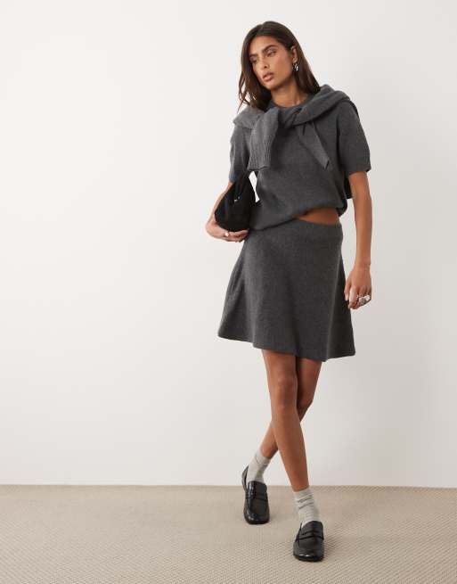 ASOS DESIGN gebreide minirok in antracietgrijs, 2 van 5