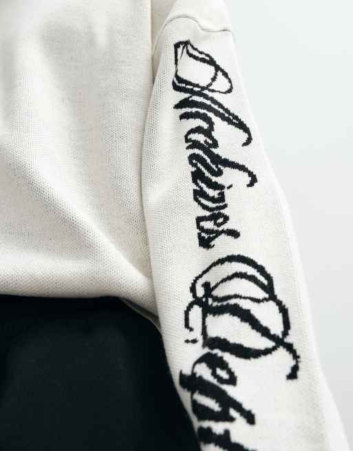 ASOS DESIGN gebreide oversized trui met mouwdetail in wit, 2 van 5