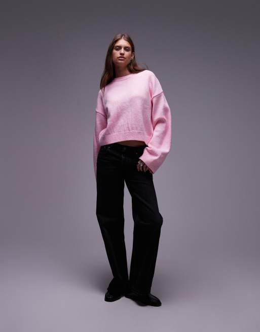 ASOS DESIGN - Gebreide oversized trui met wijde mouwen in roze, 3 van 4