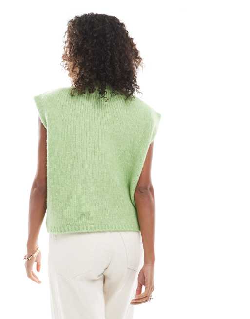 ASOS DESIGN - Gebreide rechte tanktop met schouderdetail in groen, 4 van 4