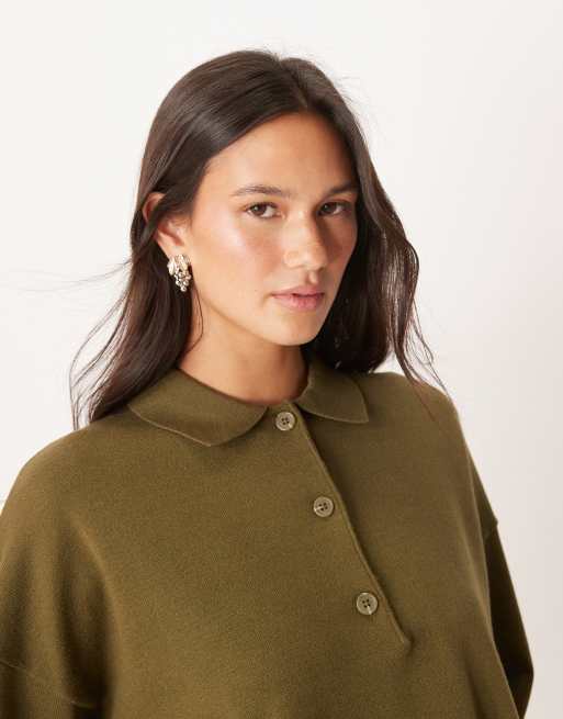 ASOS DESIGN - Gebreide rugbytop met structuur in kaki, 4 van 4