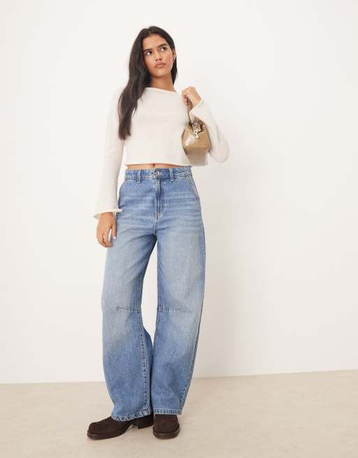 ASOS DESIGN - Gebreide ruimvallende top met rechte hals in crème, 2 van 4