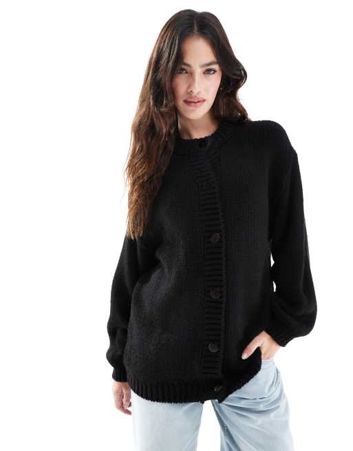 ASOS DESIGN - Gebreide shacket met ronde hals in zwart