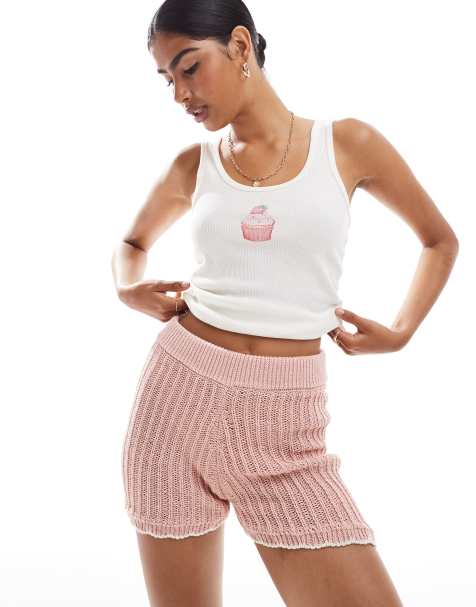ASOS DESIGN - Gebreide short in roze, deel van co-ord set - view 1