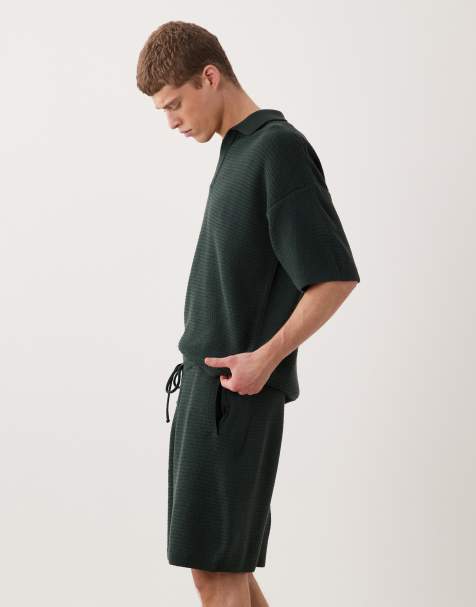 ASOS DESIGN - Gebreide short met wijde pijpen in groen, deel van co-ord set - view 1