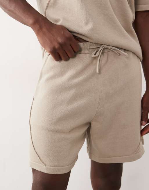 ASOS DESIGN - Gebreide shorts met textuur in beige, 4 van 5