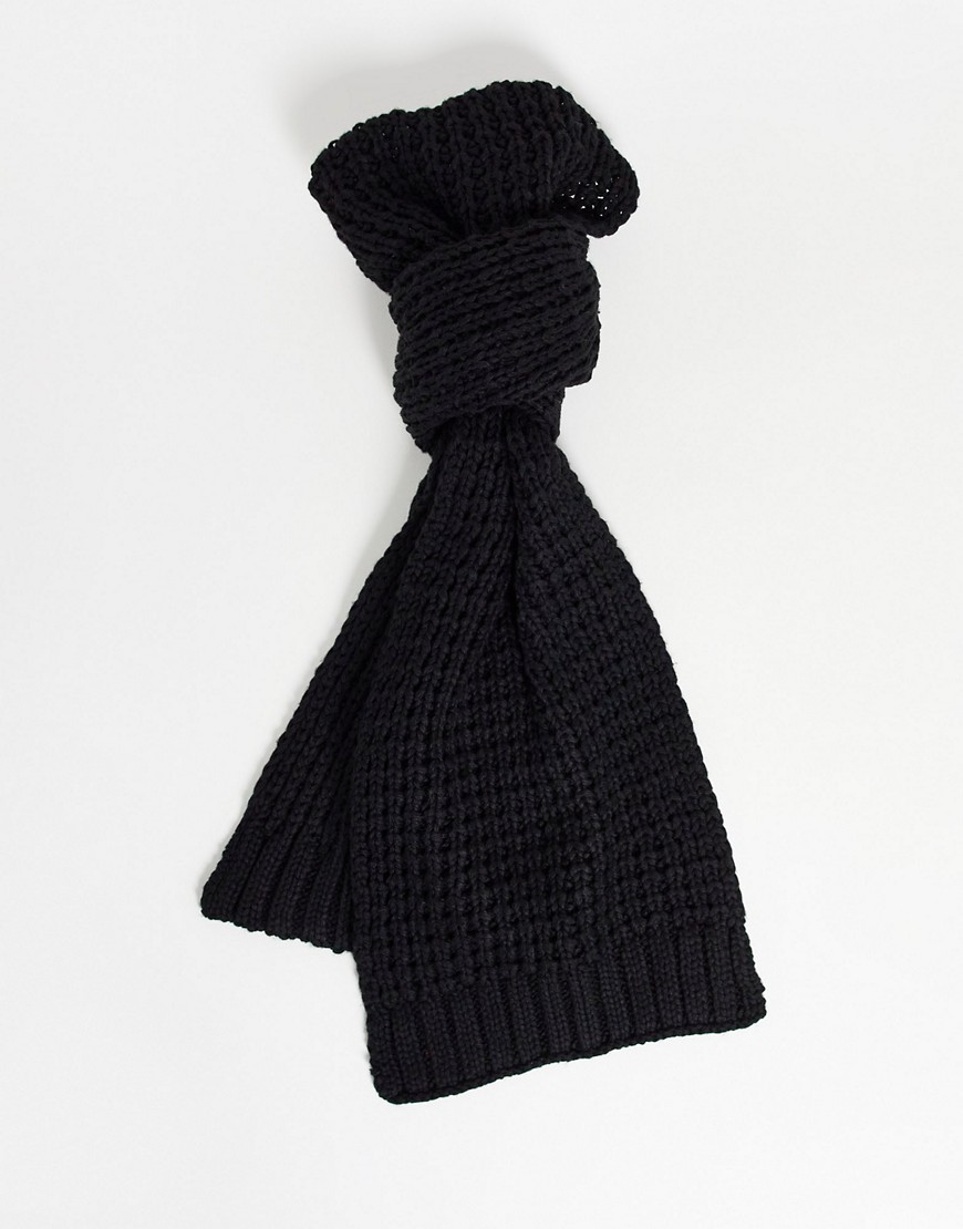 ASOS DESIGN knitted scarf in black Black