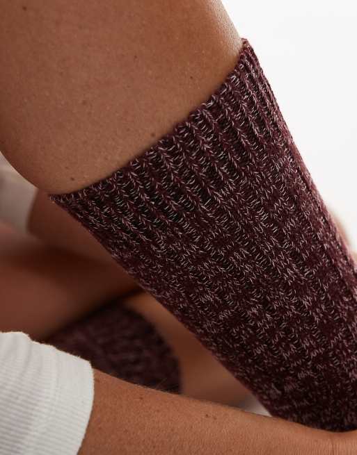 ASOS DESIGN - Gebreide sokken van gemengde garen in bordeauxrood en roze, 3 van 3